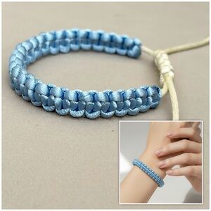 Blue and white braided bracelet